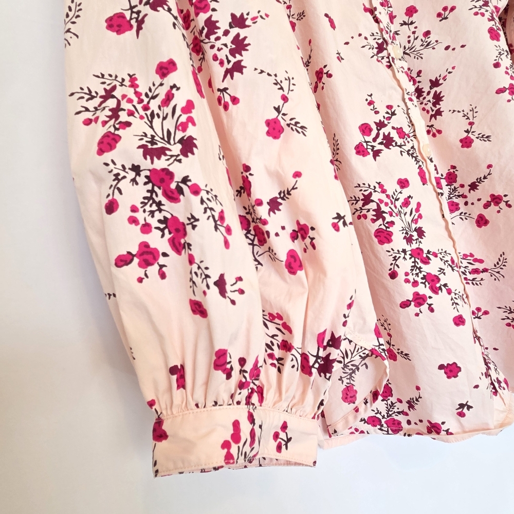 J Crew Classic Collarless Puff Sleeve Shirt Womens 16 Budding Floral Pink - Picture 5 of 16
